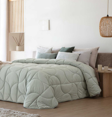 Couvre-lit velours matelassé Arni vert d'eau Antilo
