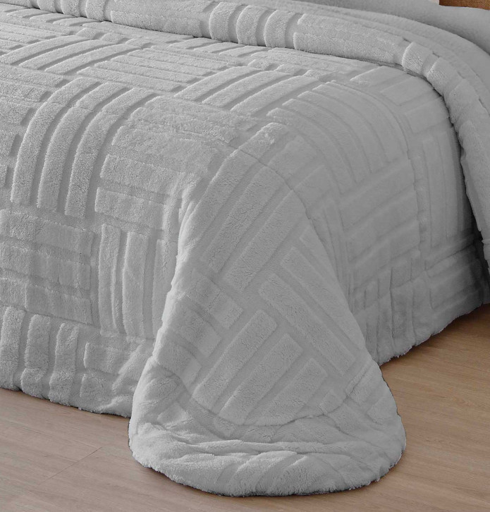 Couvre-lit matelassé Adrien gris Antilo - Blancollection