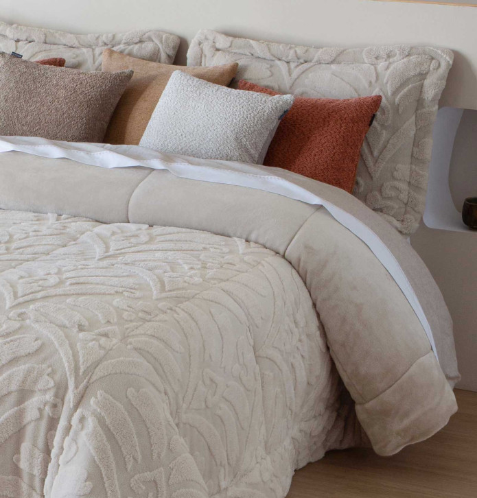 Couvre-lit matelassé Elai beige Antilo - Blancollection