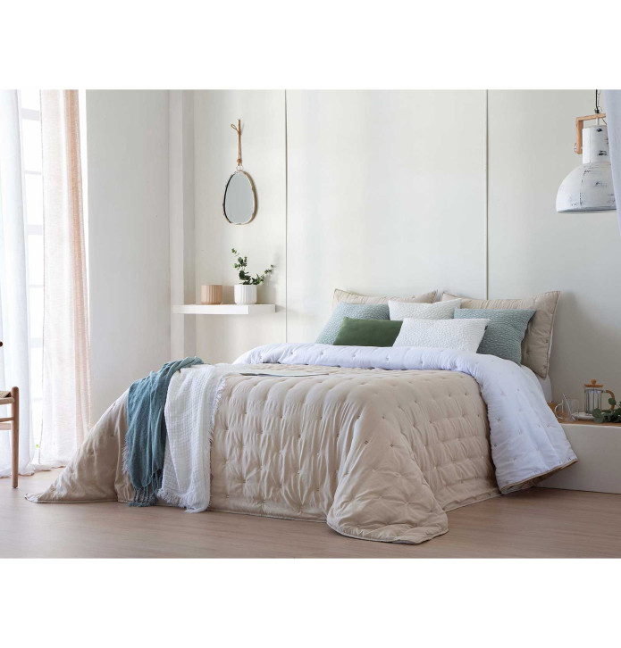 Couvre-lit matelassé Libet beige Antilo - Blancollection