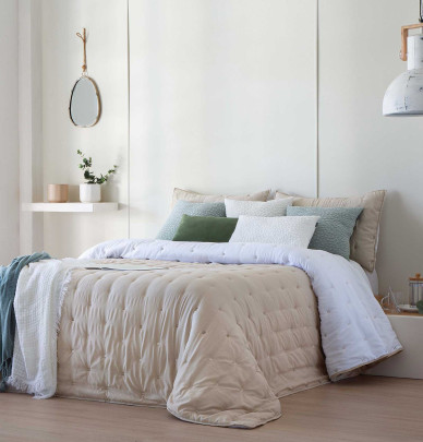 Couvre lit matelassé réversible Libet beige Antilo