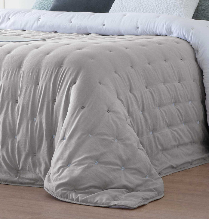 Couvre-lit matelassé Libet gris Antilo - Blancollection