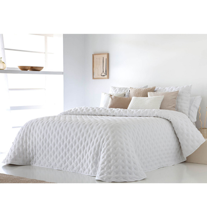 Couvre-lit matelassé Anisa blanc Antilo - Blancollection