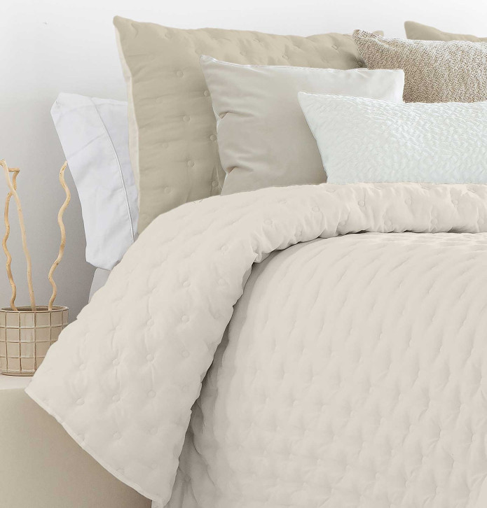 Couvre-lit matelassé réversible Anisa beige Antilo - Blancollection