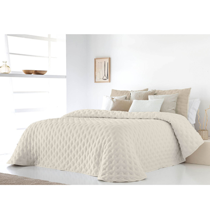 Couvre-lit matelassé réversible Anisa beige Antilo - Blancollection