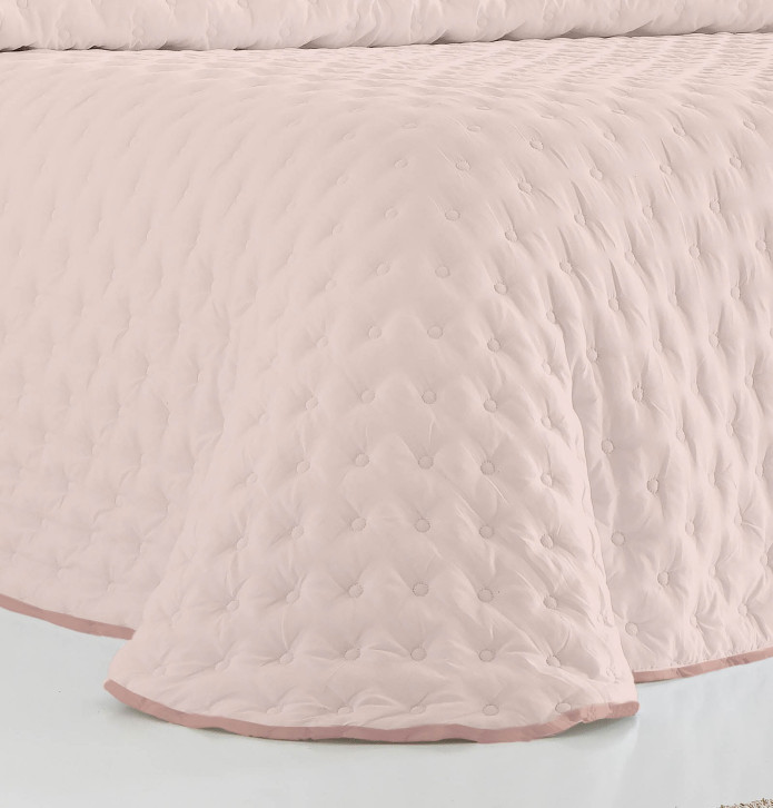 Couvre-lit matelassé réversible Anisa rose Antilo - Blancollection