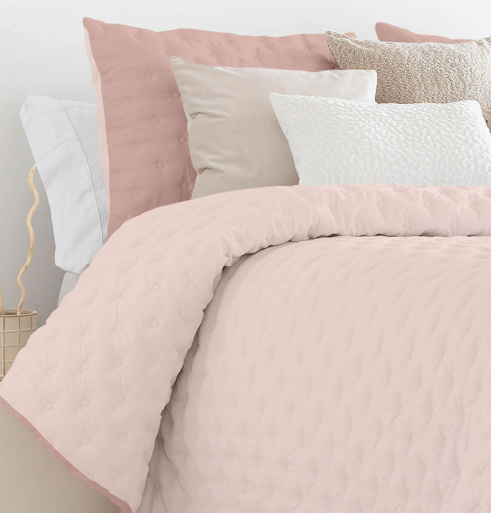 Couvre-lit matelassé réversible Anisa rose Antilo - Blancollection