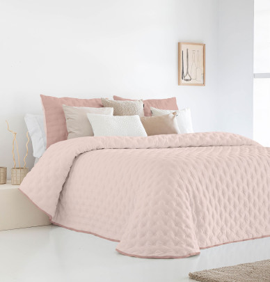 Couvre lit matelassé réversible Anisa rose Antilo