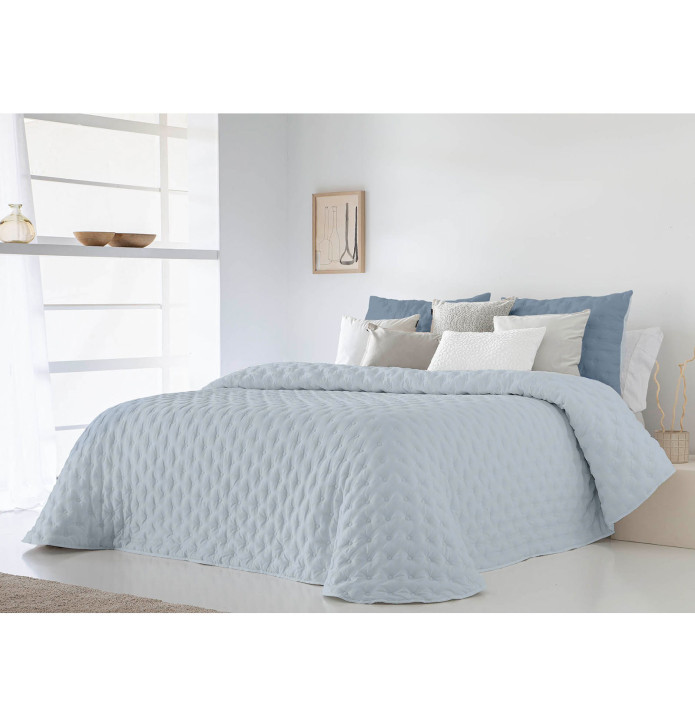 Couvre-lit matelassé réversible Anisa bleu Antilo - Blancollection