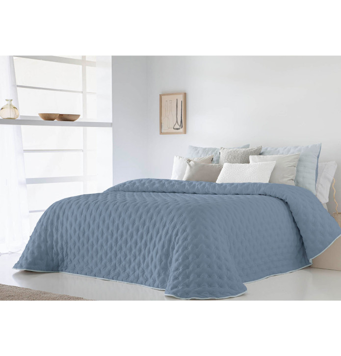 Couvre lit matelassé réversible Anisa bleu Antilo