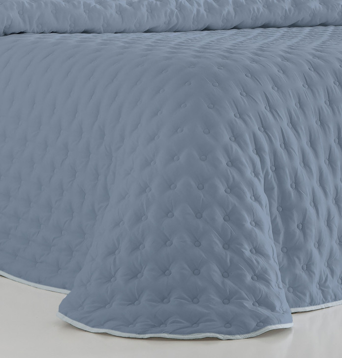 Couvre-lit matelassé réversible Anisa bleu Antilo - Blancollection