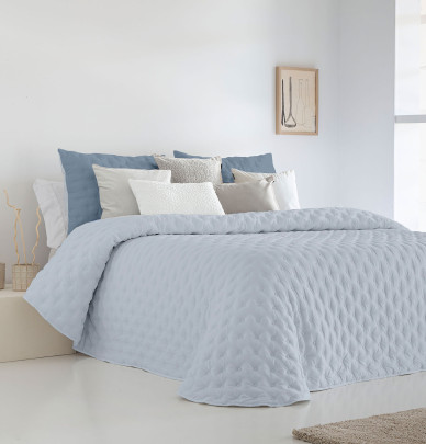 Couvre lit matelassé réversible Anisa bleu Antilo