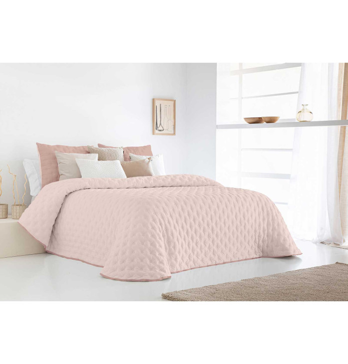 Couvre-lit matelassé réversible Anisa rose Antilo - Blancollection
