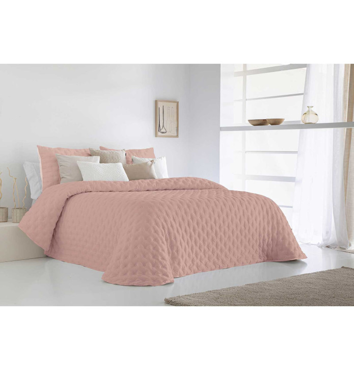 Couvre-lit matelassé réversible Anisa rose Antilo - Blancollection