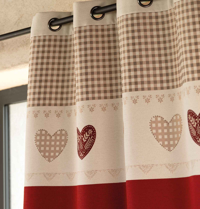 Rideau jacquard Ecrin rouge Qabane - Blancollection