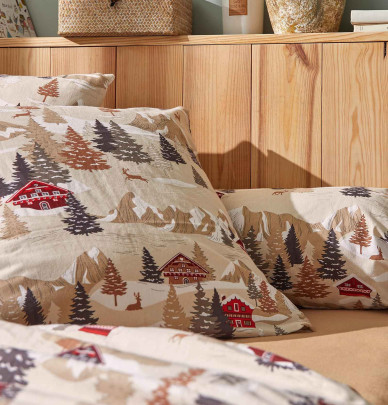 Parure flanelle housse de couette + taie Chalet Tradilinge