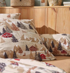 Parure flanelle housse de couette + taie d'oreiller Chalet Tradilinge - Blancollection