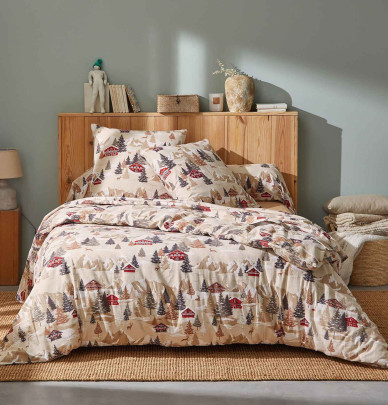 Parure flanelle housse de couette + taie Chalet Tradilinge