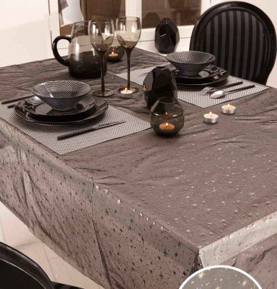 Nappe organza Comète or/argent Calitex