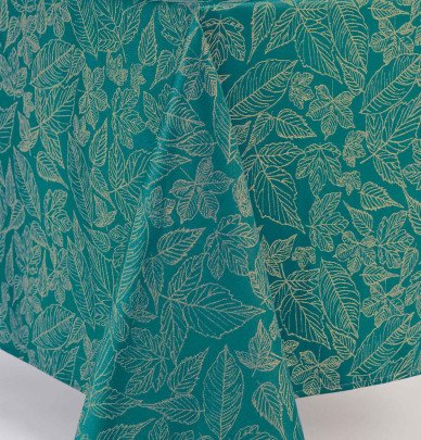 Nappe damassée Loriol bleu canard Calitex
