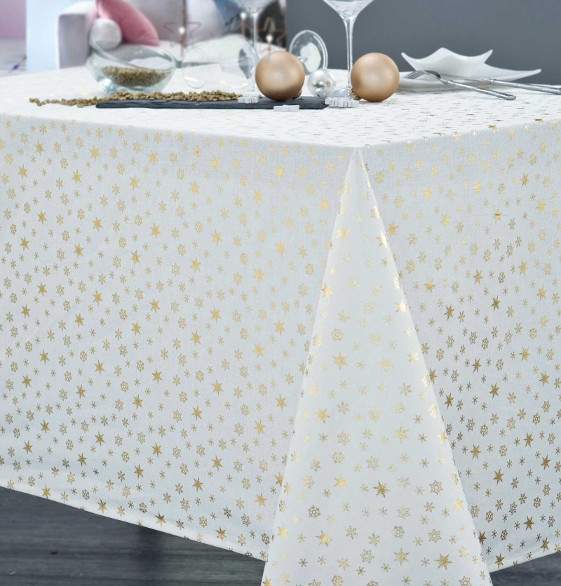 Nappe polyester Fidelis blanc/or Calitex