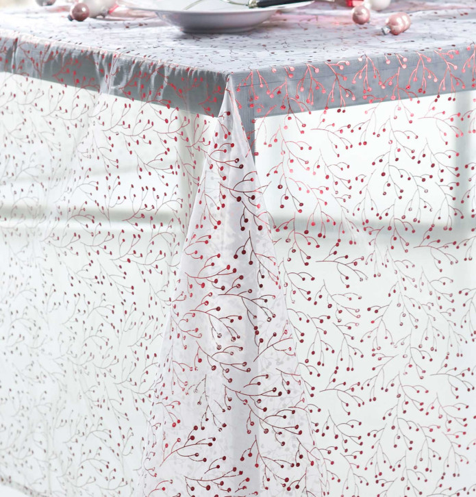 Nappe organza réversible Berries rouge/argent Calitex - Blancollection
