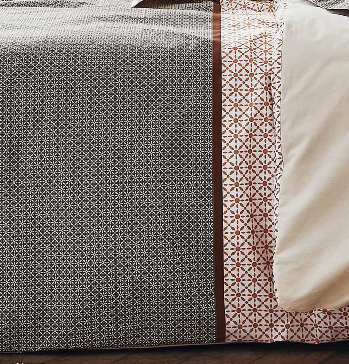 Parure de lit percale Gabin épice Tradilinge soldes -30% - Blancollection