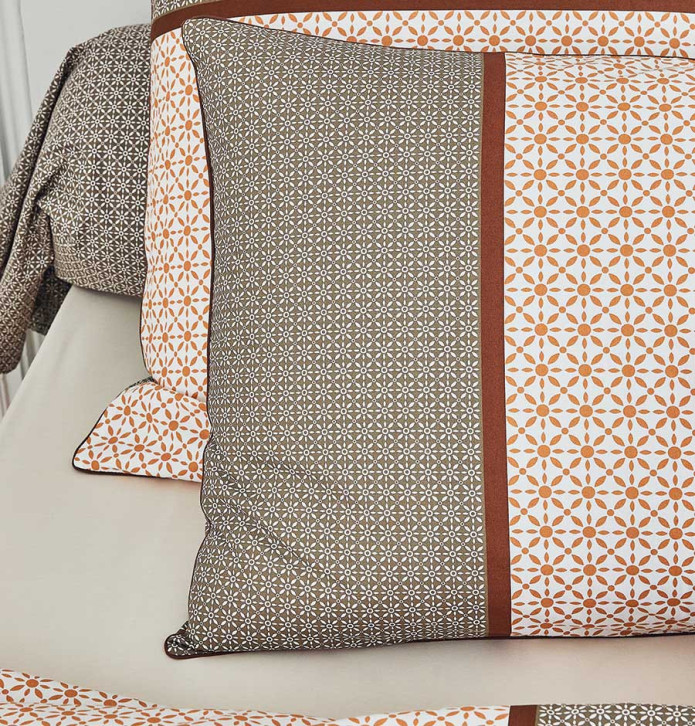 Parure de lit percale Gabin épice Tradilinge soldes -30% - Blancollection