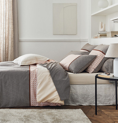 Parure de lit percale Gabin épice Tradilinge