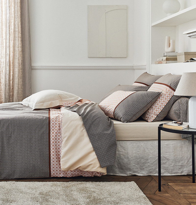 Parure de lit percale Gabin épice Tradilinge