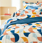 Parure de lit percale Modulo cobalt Tradilinge soldes -30% - Blancollection