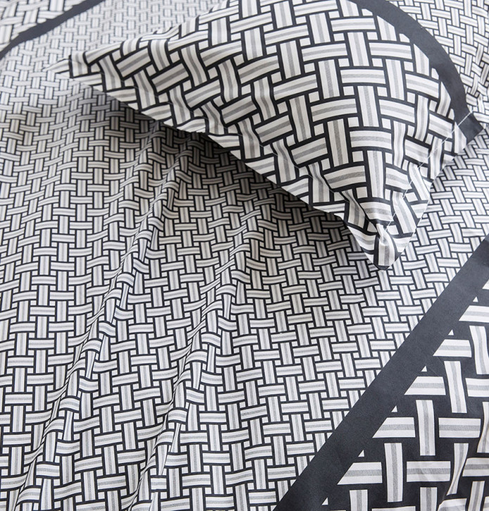 Parure de lit percale Riviera réglisse Tradilinge soldes -30% - Blancollection