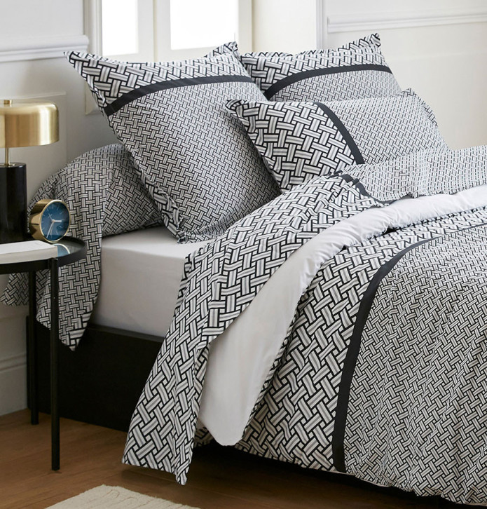 Parure de lit percale Riviera réglisse Tradilinge soldes -30% - Blancollection