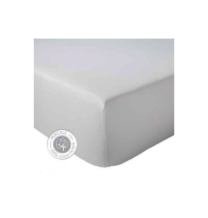 Drap-housse uni percale très grands bonnets 40cm 3 coloris - tradilinge