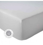 Drap housse percale gris nuage grands bonnets 40cm Tradilinge