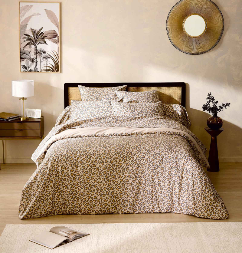 Parure de lit percale Fauve beige Tradilinge