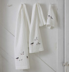 Serviette de toilette nid d'abeille Marée Basse Sylvie Thiriez - Blancollection