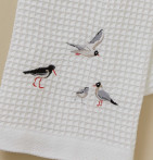 Serviette de toilette nid d'abeille Marée Basse Sylvie Thiriez - Blancollection