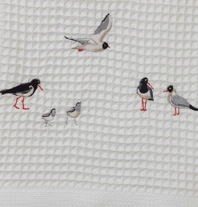 Drap de douche nid d'abeille Marée Basse Sylvie Thiriez