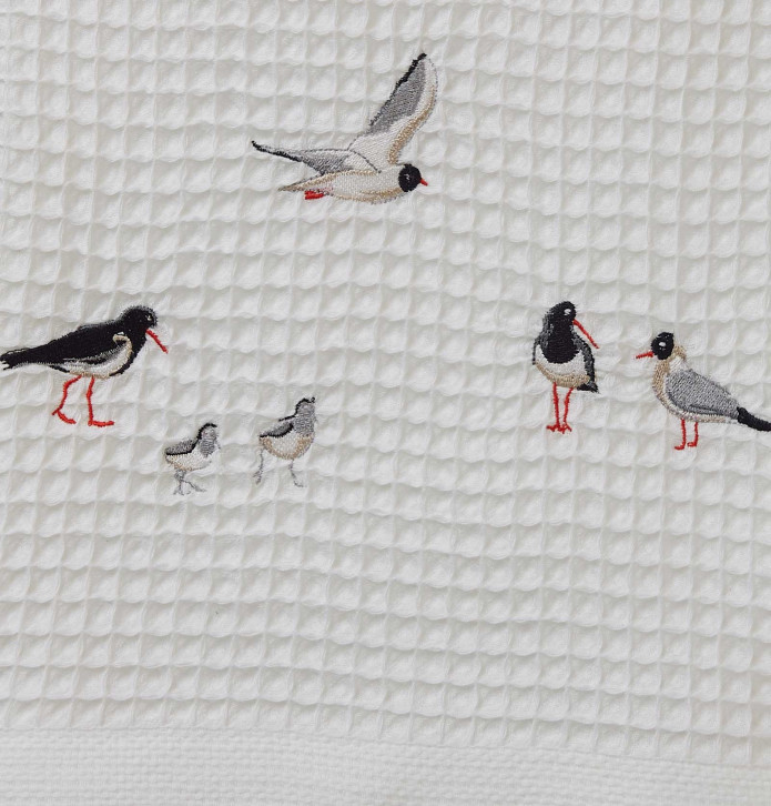 Drap de douche nid d'abeille Marée Basse Sylvie Thiriez - Blancollection