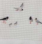 Drap de douche nid d'abeille Marée Basse Sylvie Thiriez - Blancollection