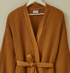 Peignoir nid d'abeille Bain de minuit moka Sylvie Thiriez - Blancollection