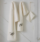 Serviette de toilette L'Oliveraie crème Sylvie Thiriez - Blancollection