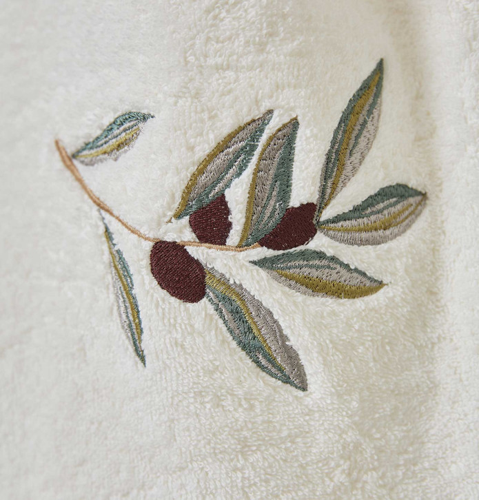 Serviette de toilette L'Oliveraie crème Sylvie Thiriez - Blancollection
