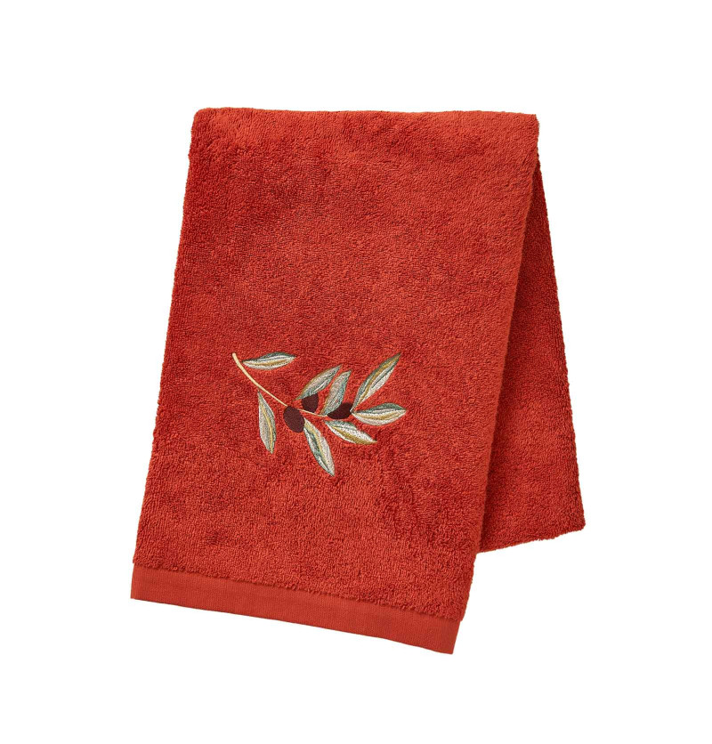 Drap de douche L'Oliveraie terre cuite Sylvie Thiriez