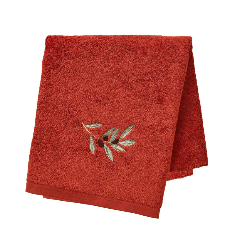 Drap de bain L'Oliveraie terre cuite Sylvie Thiriez