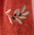 Drap de bain L'Oliveraie terre cuite Sylvie Thiriez - Blancollection