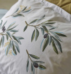 Parure de lit percale L'Oliveraie Sylvie Thiriez - Blancollection