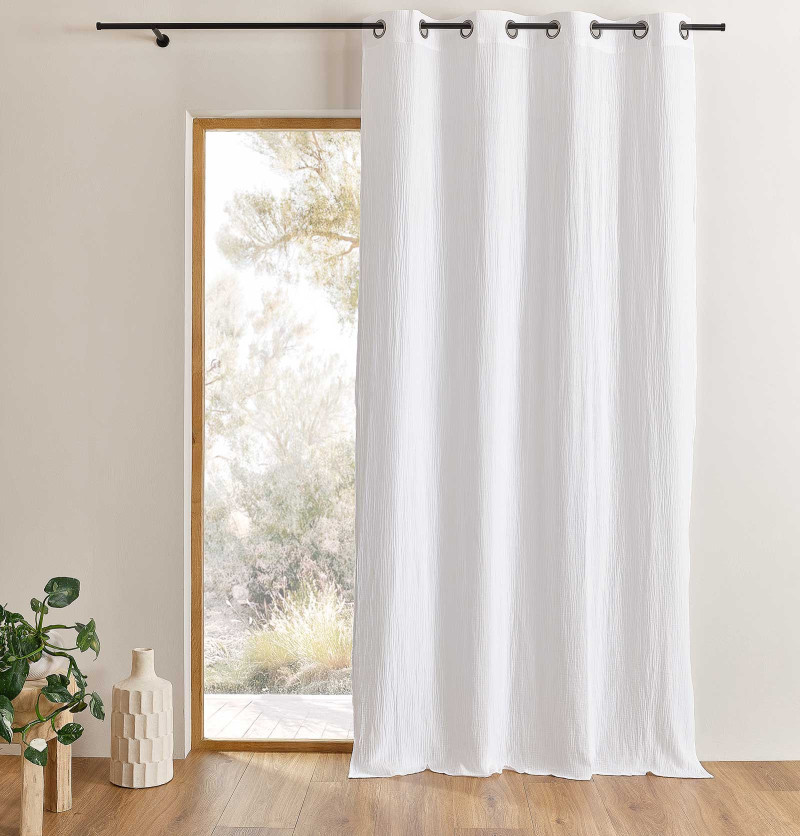 Rideau gaze de coton Epure blanc Qabane