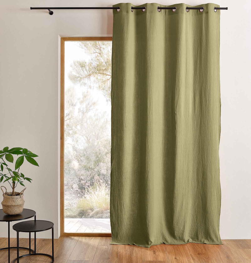 Rideau gaze de coton Epure tilleul Qabane